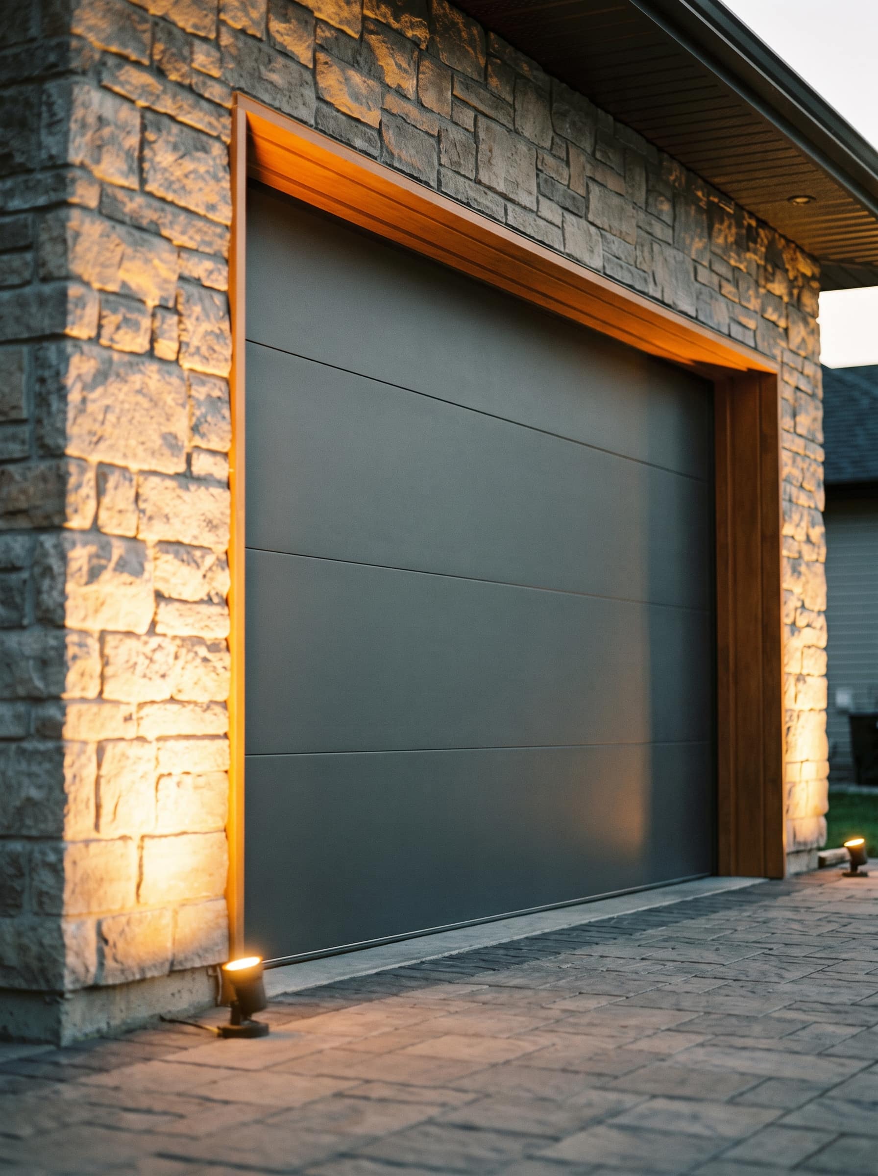 Сива секционна гаражна врата / Grey sectional garage door