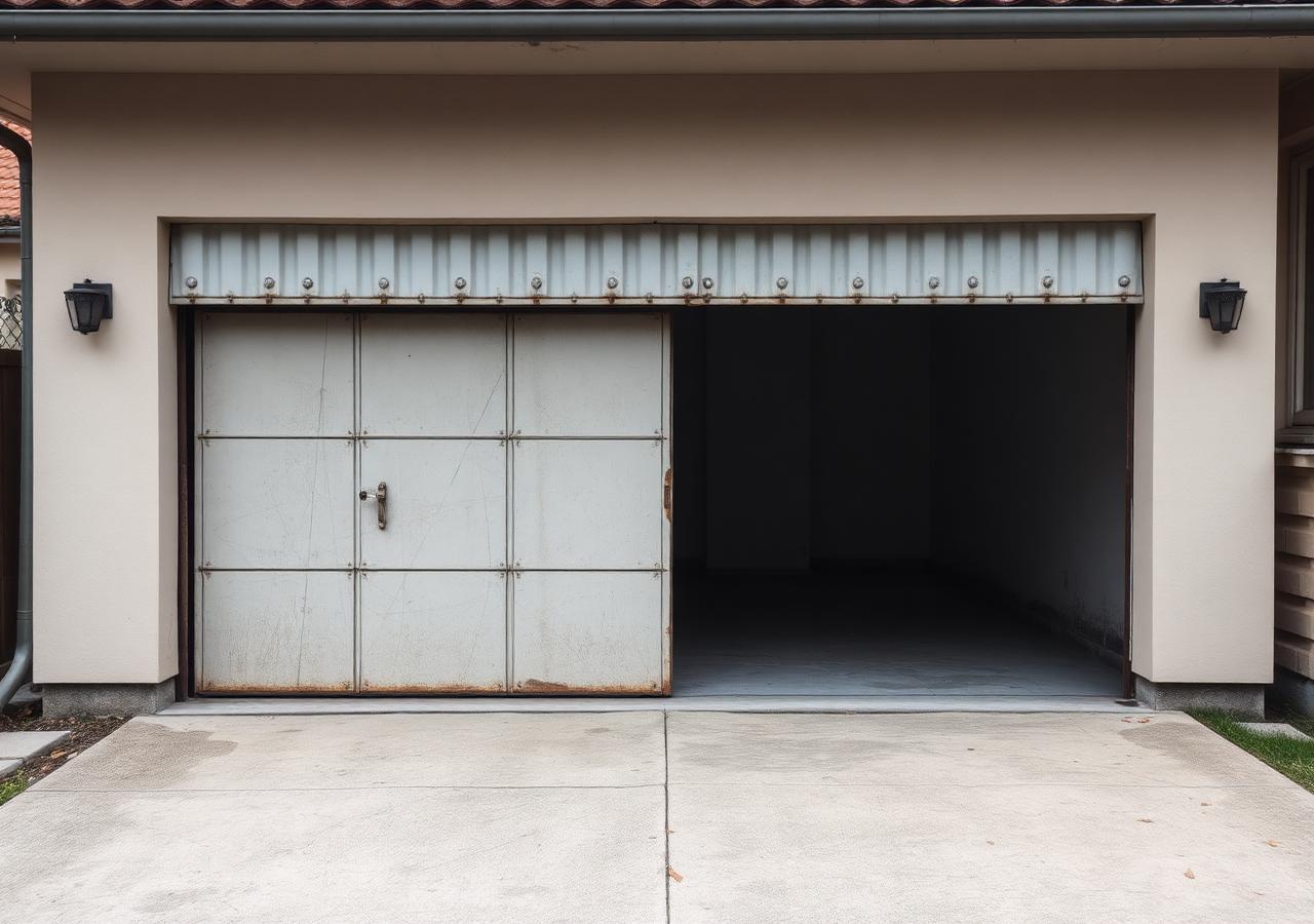 Стара гаражна врата преди подмяна / Old garage door before replacement